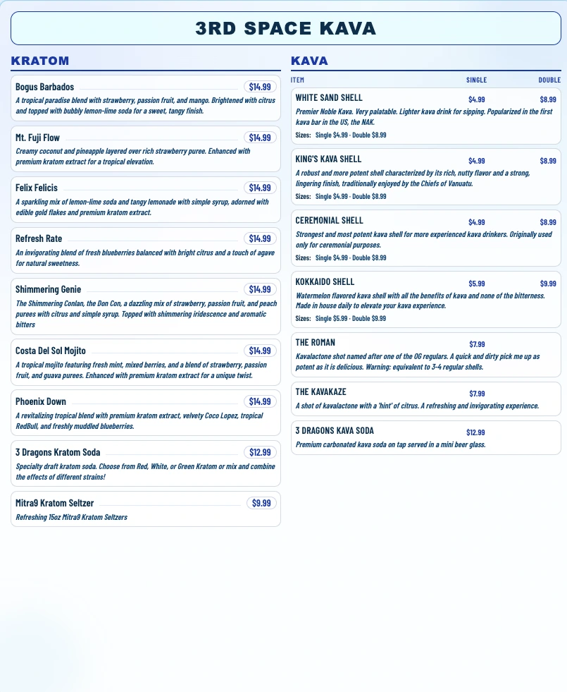 HappyKava PDF menu example