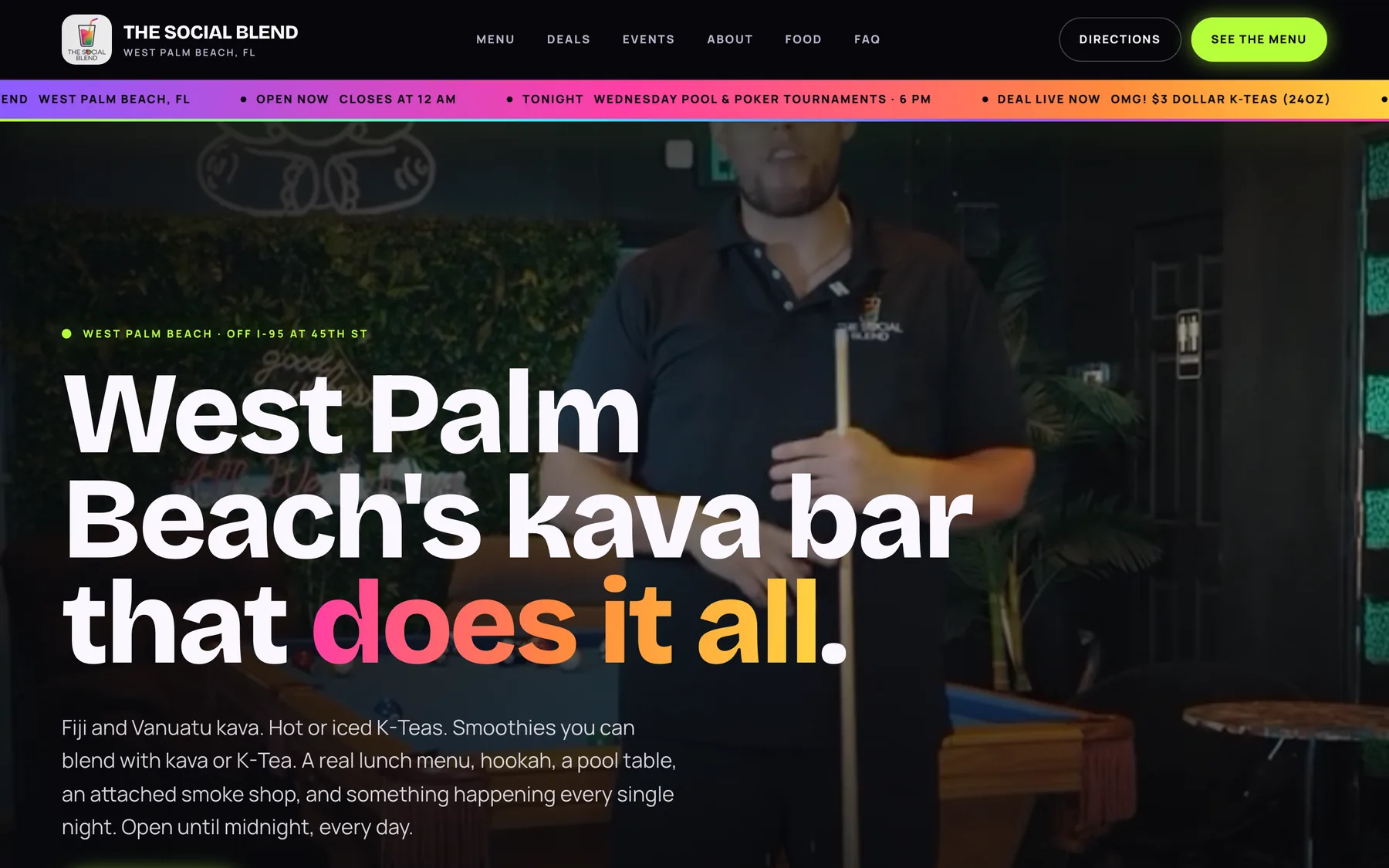 The Social Blend's website, built on HappyKava.