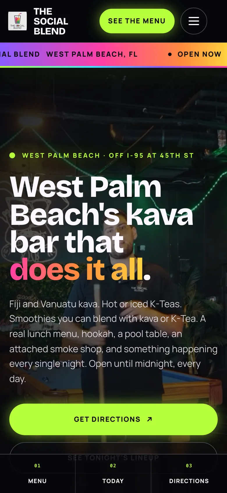 The Social Blend's website on a phone