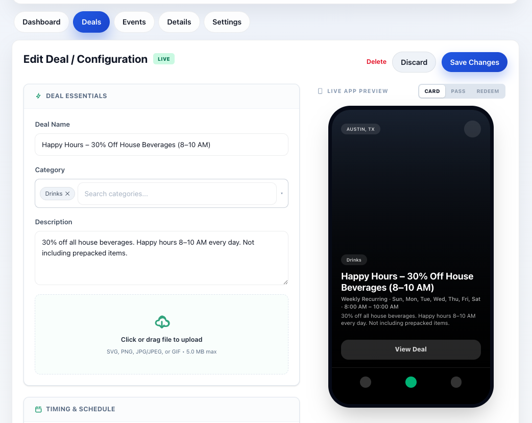 HappyKava Portal deals editor