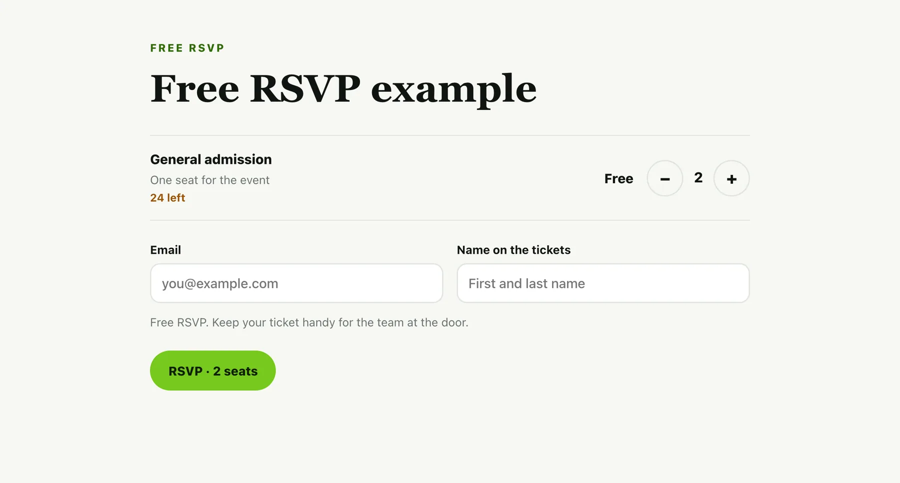 The free RSVP seat picker with example seats