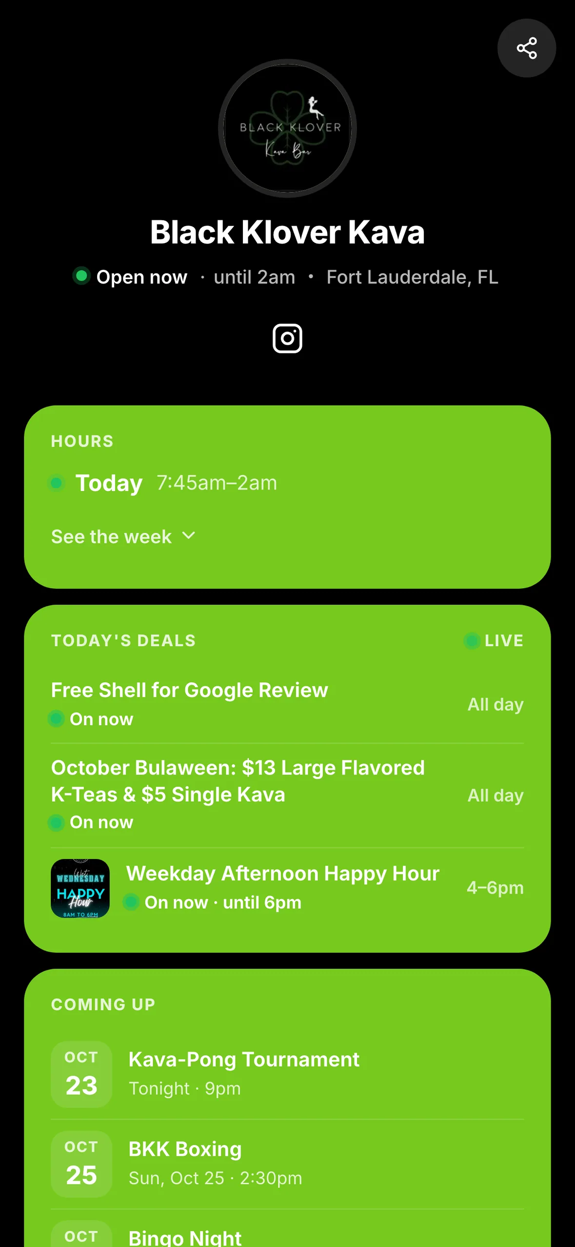 A published Link in Bio page on a phone