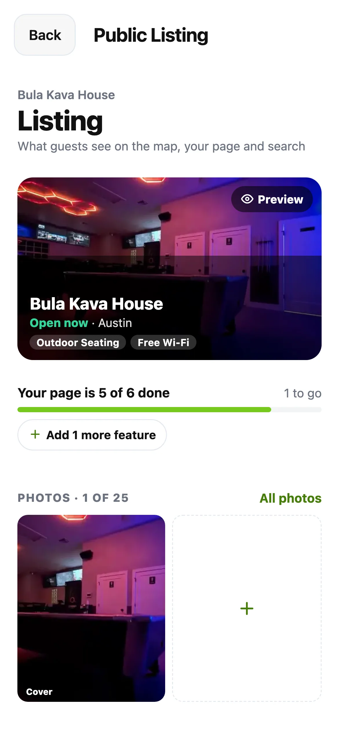 The mobile listing editor with demonstration data