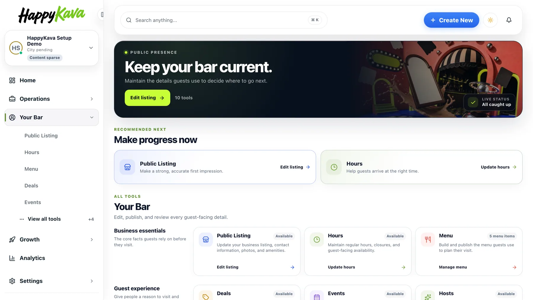 The Your Bar hub: Keep your bar current, recommended next steps, and every tool grouped by job